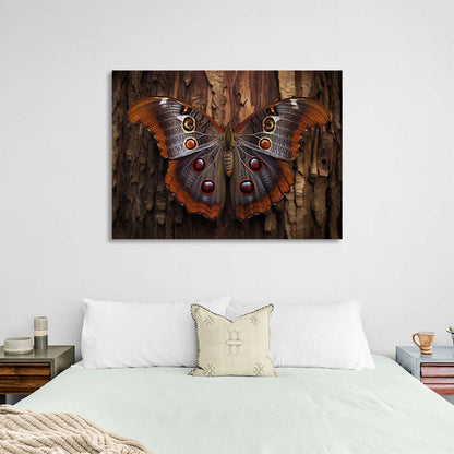 A butterfly on a tree Canvas Wall Art Print