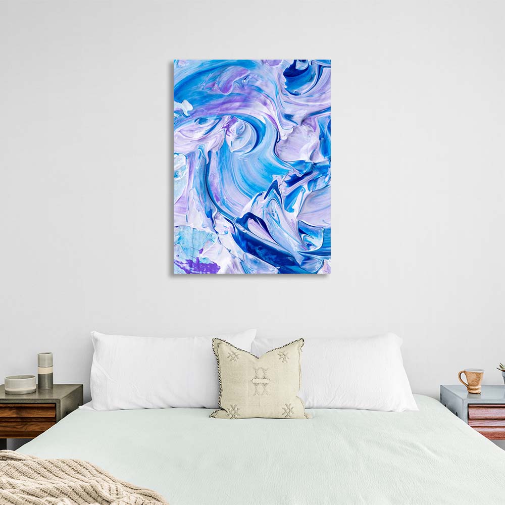 Abstraction Canvas Wall Art Print Blue-purple paint splashes