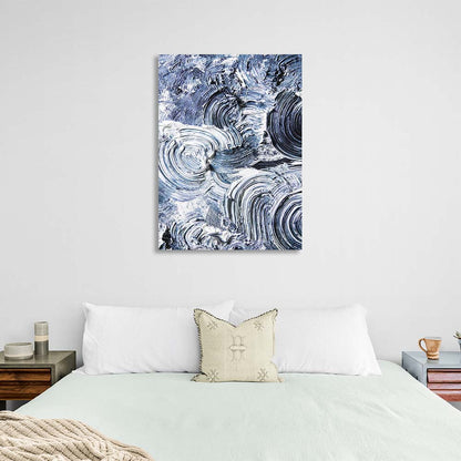 Abstraction Canvas Wall Art Print Blue strokes on white paint