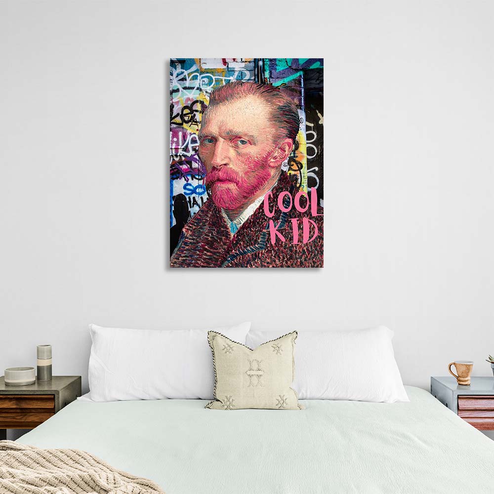 Canvas Wall Art Print Self-Portrait of Van Gogh on the background of graffiti