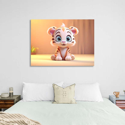 Canvas Wall Art Print Tiger cub with blue eyes