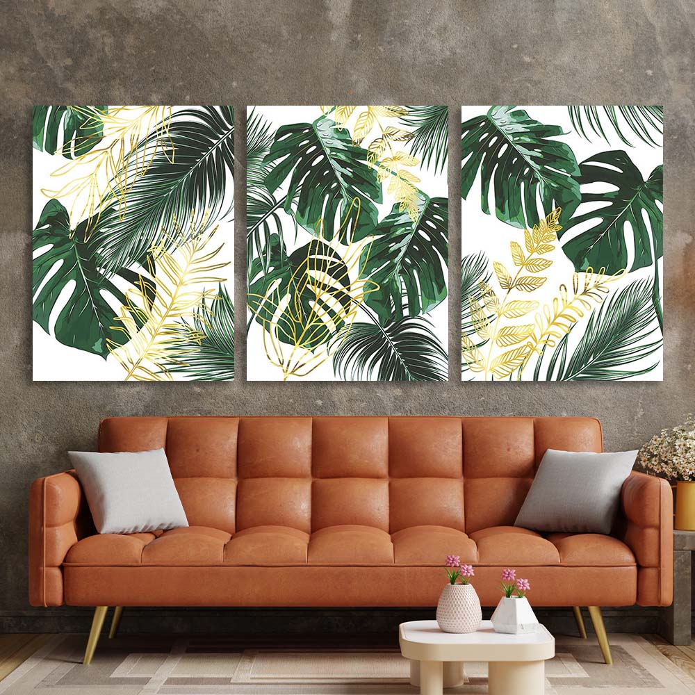 Multi Panel Canvas Wall Art Print Tropical Leaves