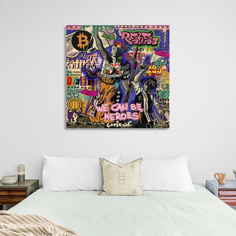 Pop art We can be heroes Canvas Wall Art Print