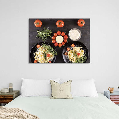 Canvas Wall Art Print For Kitchen Tagliatelle with tomatoes