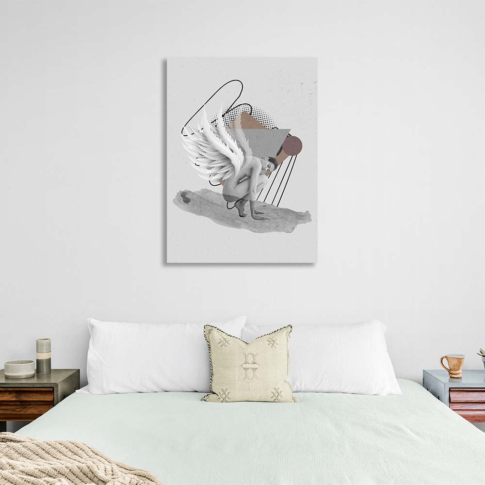 Angel girl on the background of geometric abstraction Canvas Wall Art Print