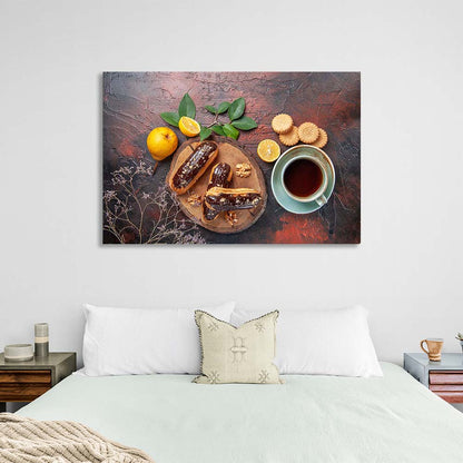 Canvas Wall Art Print For Kitchen Eclairs for tea