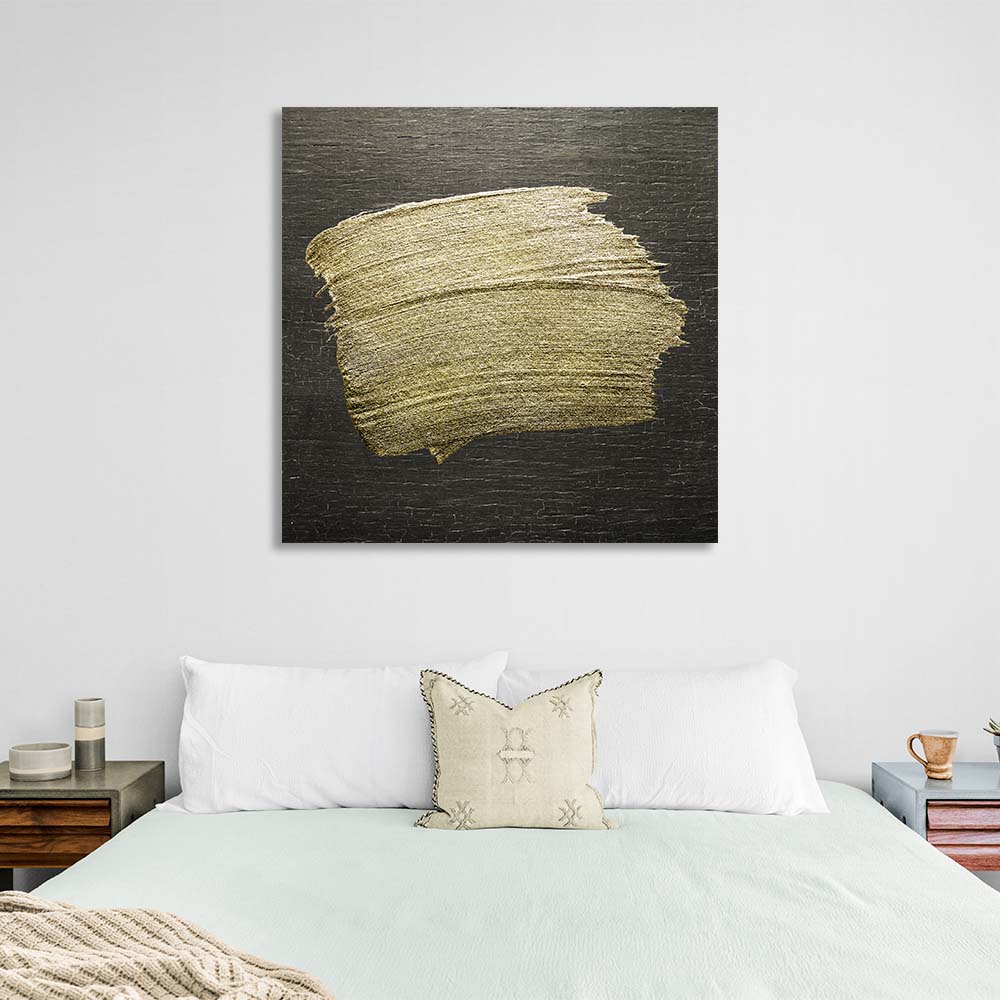 Golden strokes on a dark wood background Abstraction Canvas Wall Art Print