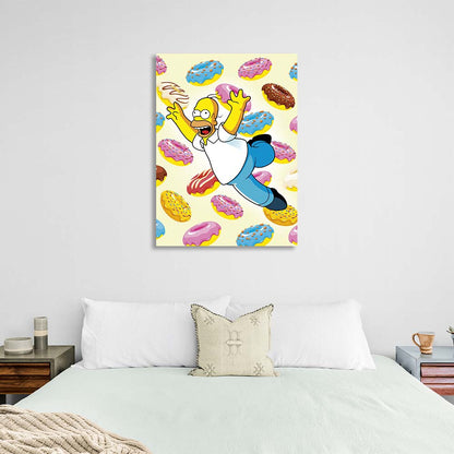 Homer Simpson in front of the donuts Canvas Wall Art Print