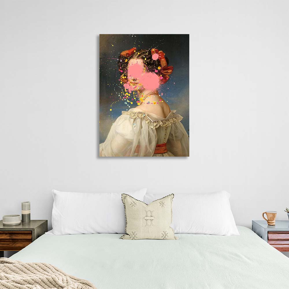 Canvas Wall Art Print Maid of honor with pink paint on her face