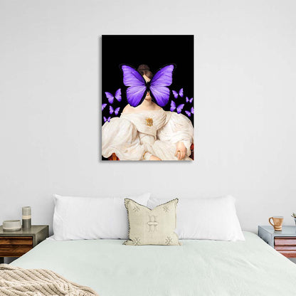 Canvas Wall Art Print Lady with purple butterfly