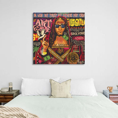 Pop Art Savior of the world with bitcoin Canvas Wall Art Print