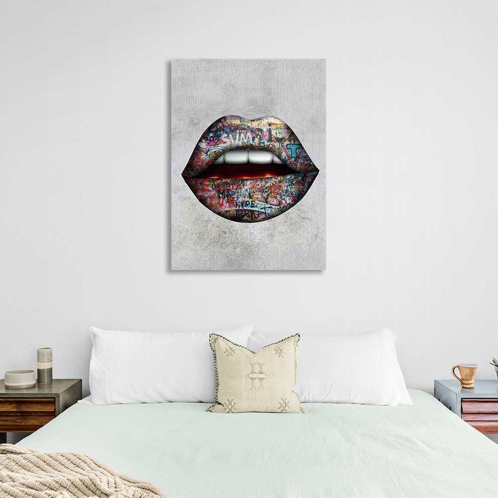 Canvas Wall Art Print Lips Graffiti