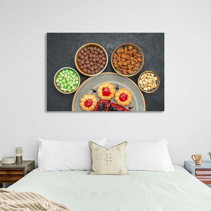 Canvas Wall Art Print For Kitchen Fruit cakes with cookies