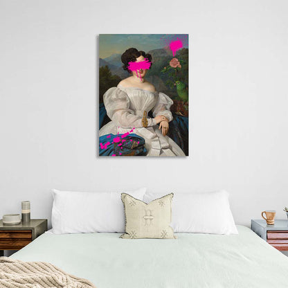 Canvas Wall Art Print Portrait of Vorontsova with pink paint on her face