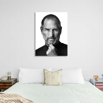 Steve Jobs black and white portrait Inspirational Canvas Wall Art Print