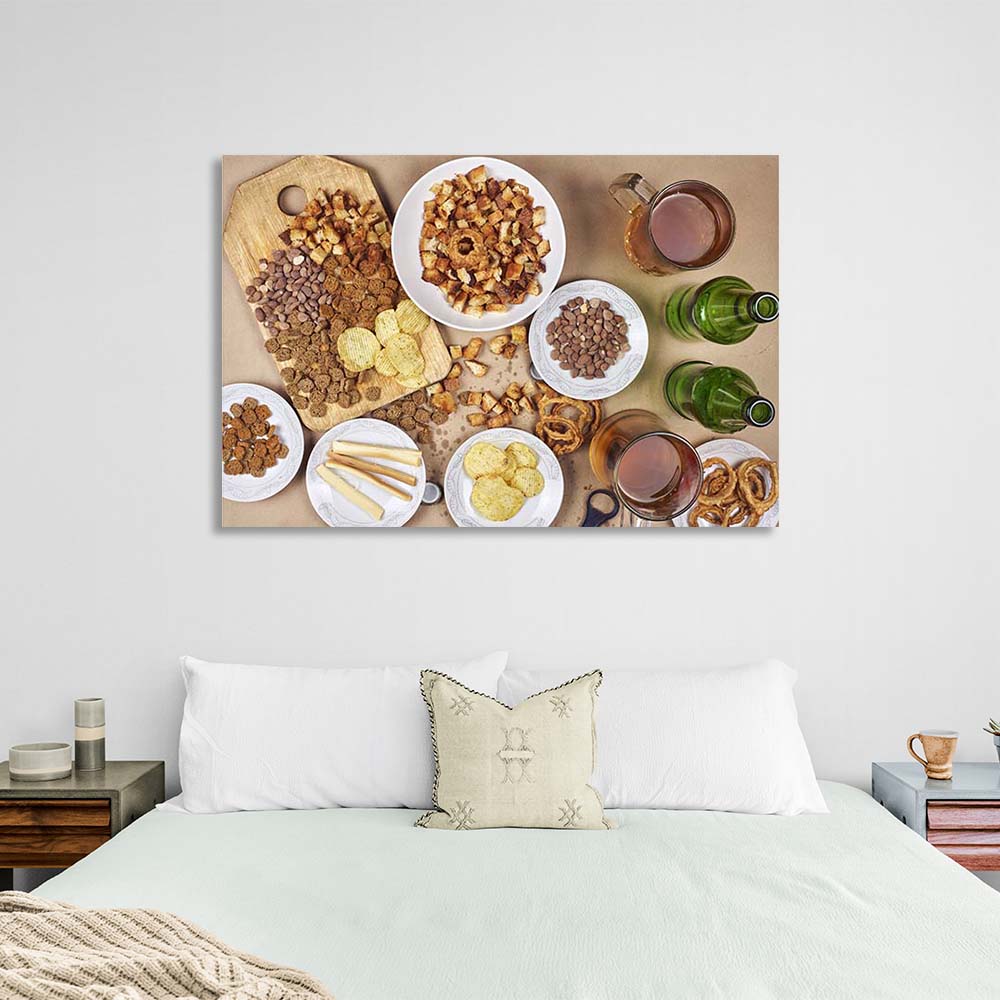 Canvas Wall Art Print For Kitchen Diversity of beer snacks