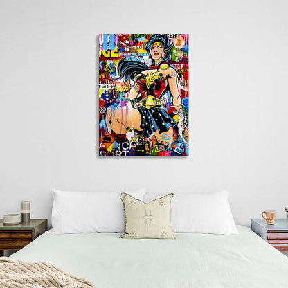 Pop Art Wonder Woman Canvas Wall Art Print