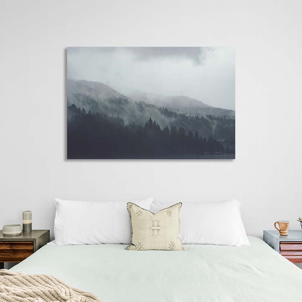 Canvas Wall Art Print Fog coming down from the mountains