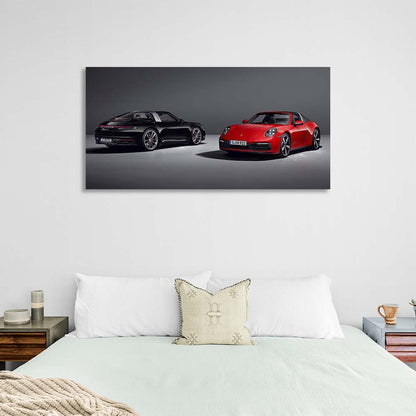 Canvas Wall Art Print Car black and red Porsche 911 Targa