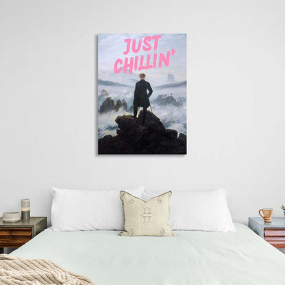 Canvas Wall Art Print Wanderer over the sea of fog. Just chilling