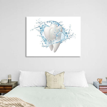 Canvas Wall Art Print Tooth in a splash of water