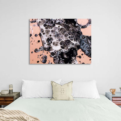 Abstraction Canvas Wall Art Print Liquid bitumen on a beige background