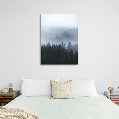 Canvas Wall Art Print Fog coming down from the mountains vertical