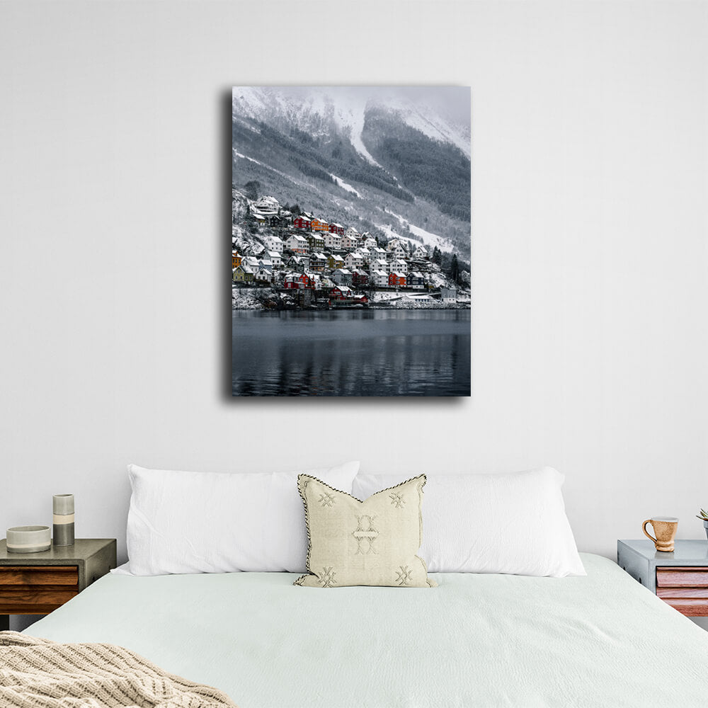 Hill village town Canvas Wall Art Print