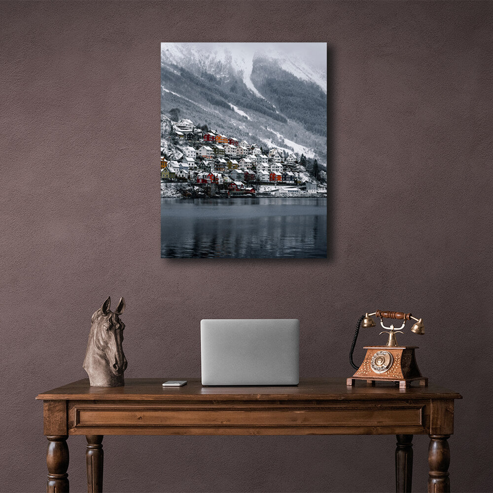 Hill village town Canvas Wall Art Print