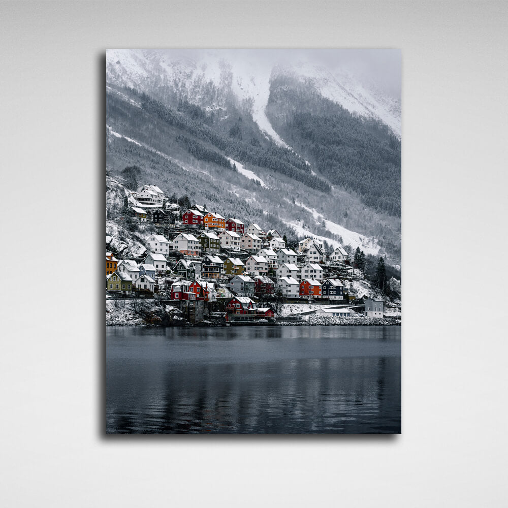 Hill village town Canvas Wall Art Print