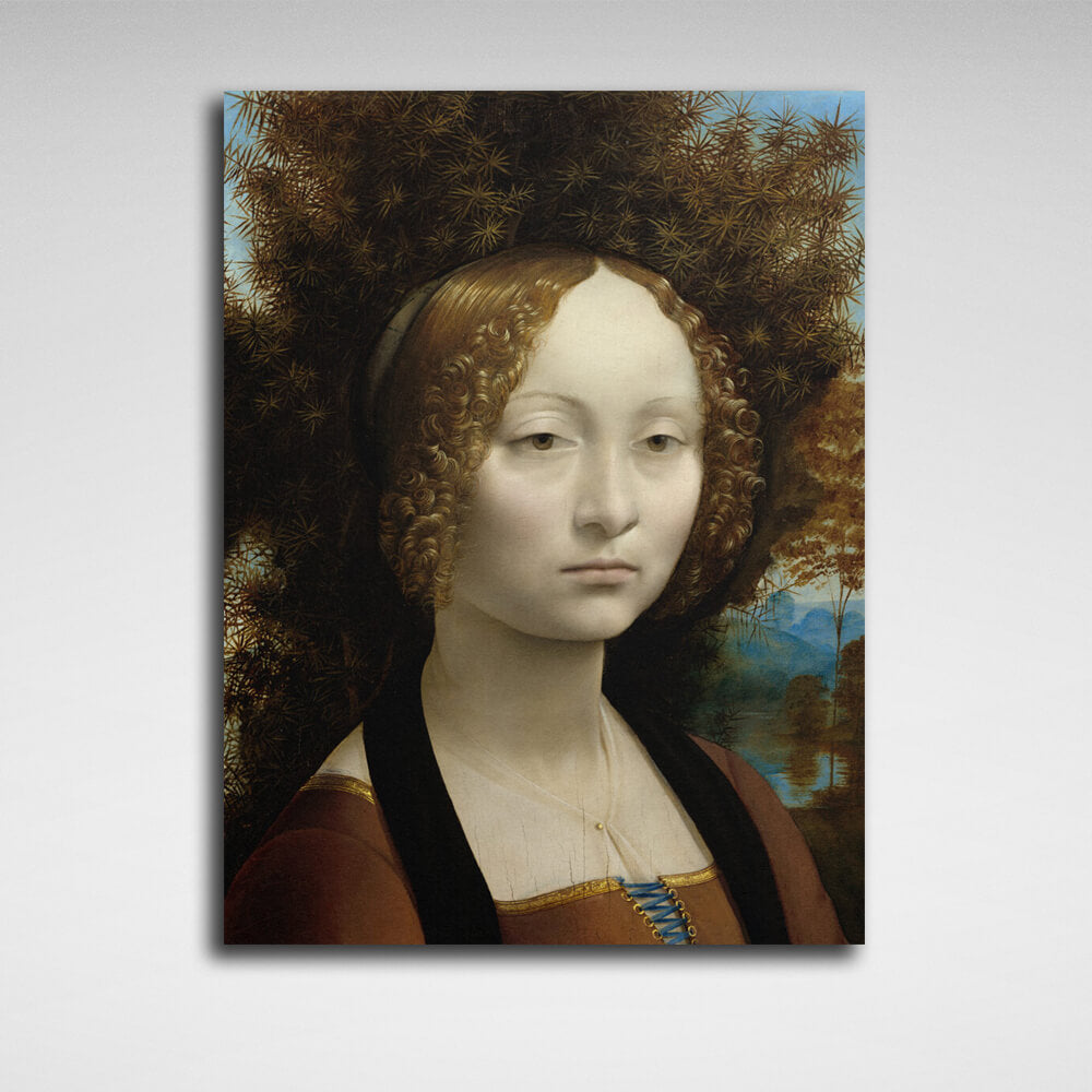 Reproduction Portrait of Ginevra de Benci by Leonardo da Vinci Reproduction Canvas Wall Art Print