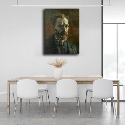 Reproduction Self-portrait with a pipe Vincent van Gogh Reproduction Canvas Wall Art Print