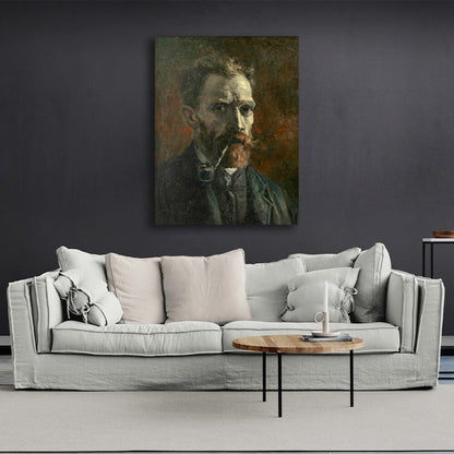 Reproduction Self-portrait with a pipe Vincent van Gogh Reproduction Canvas Wall Art Print