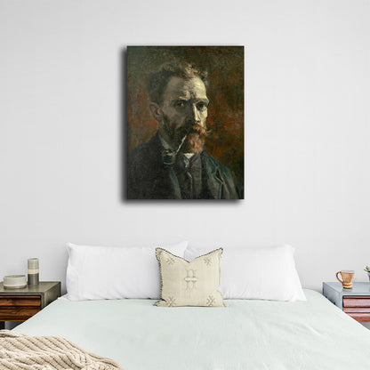 Reproduction Self-portrait with a pipe Vincent van Gogh Reproduction Canvas Wall Art Print