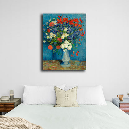 Reproduction Vase with poppies and cornflowers Vincent Van Gogh Reproduction Canvas Wall Art Print