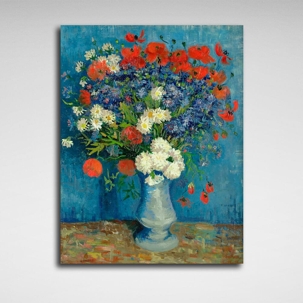 Reproduction Vase with poppies and cornflowers Vincent Van Gogh Reproduction Canvas Wall Art Print