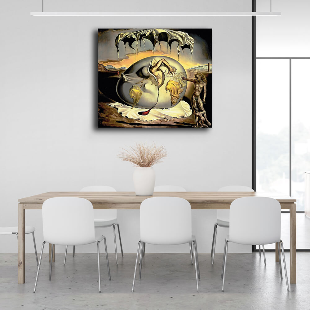 A geopolitical child witnessing the birth of a new man Salvador Dali Reproduction Canvas Wall Art Print