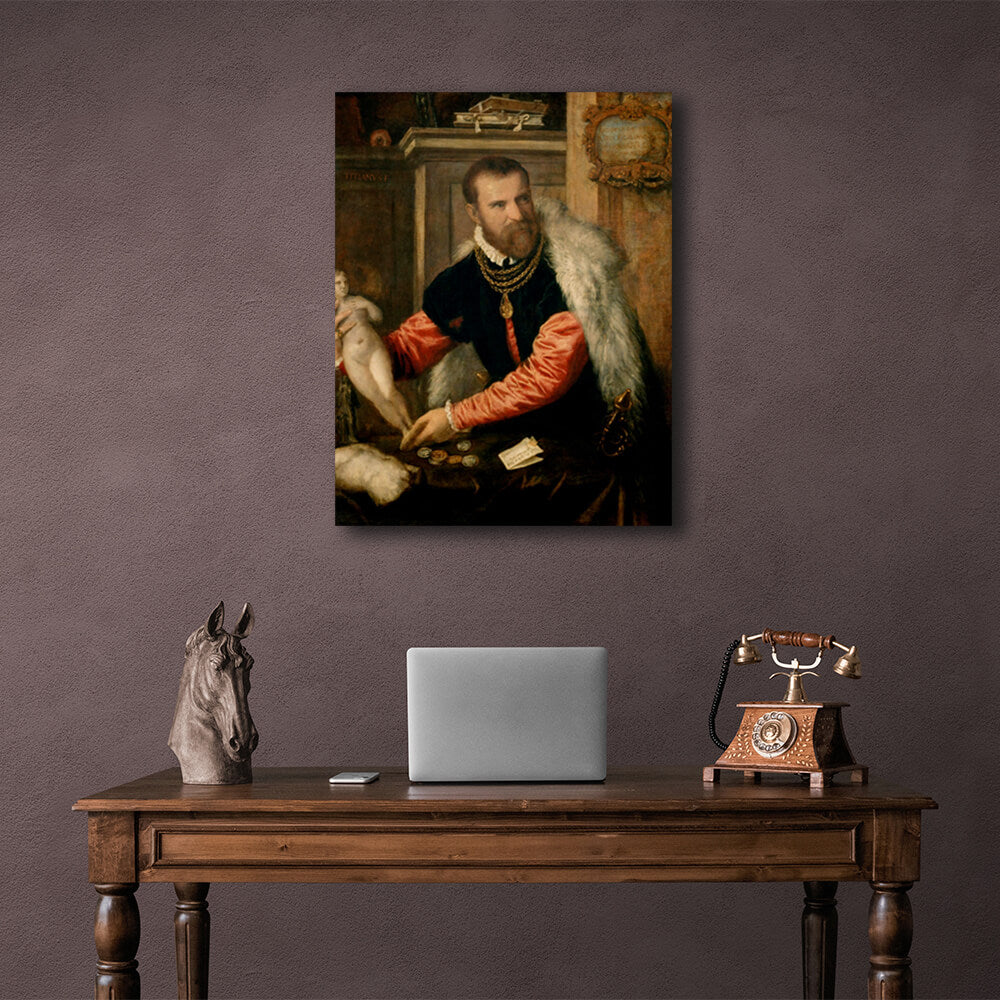 Reproduction Portrait of Jacopo Strada by Titian Reproduction Canvas Wall Art Print