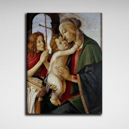 Reproduction Madonna with Child and Young John the Baptist by Sandro Botticelli Reproduction Canvas Wall Art Print