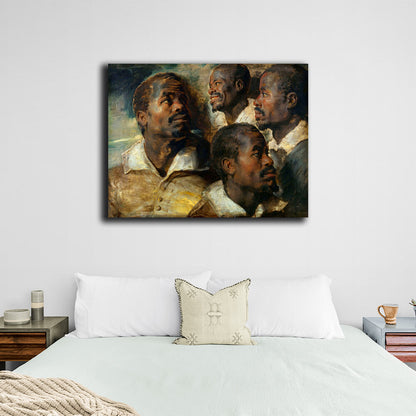 Reproduction Four sketches of the head of the Moor Rubens Reproduction Canvas Wall Art Print