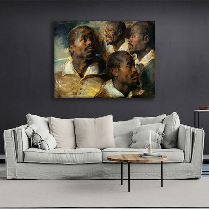 Reproduction Four sketches of the head of the Moor Rubens Reproduction Canvas Wall Art Print