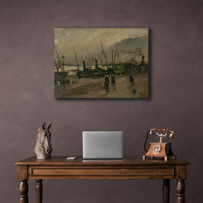 Reproduction Quay with ships in Antwerp Vincent van Gogh Reproduction Canvas Wall Art Print