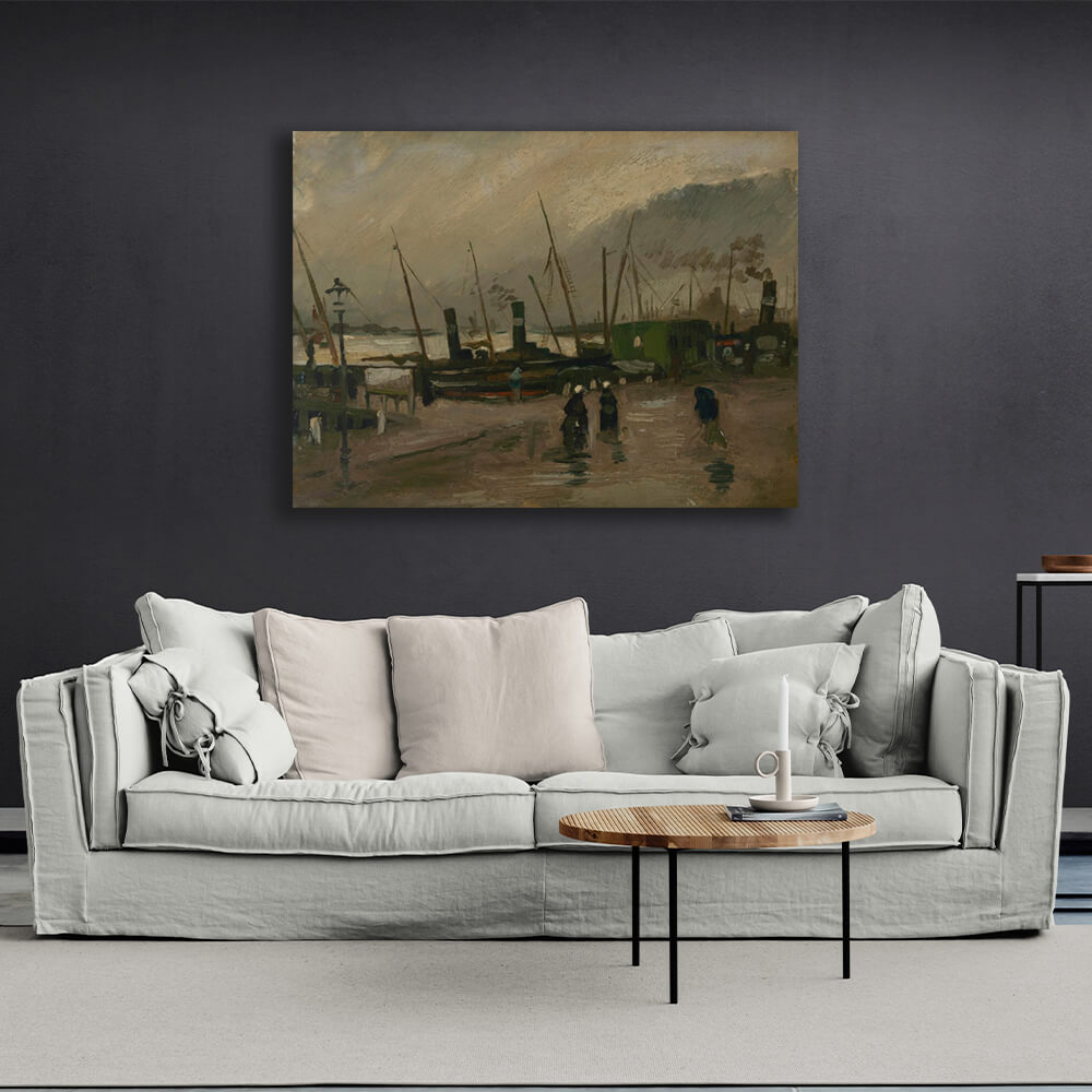 Reproduction Quay with ships in Antwerp Vincent van Gogh Reproduction Canvas Wall Art Print