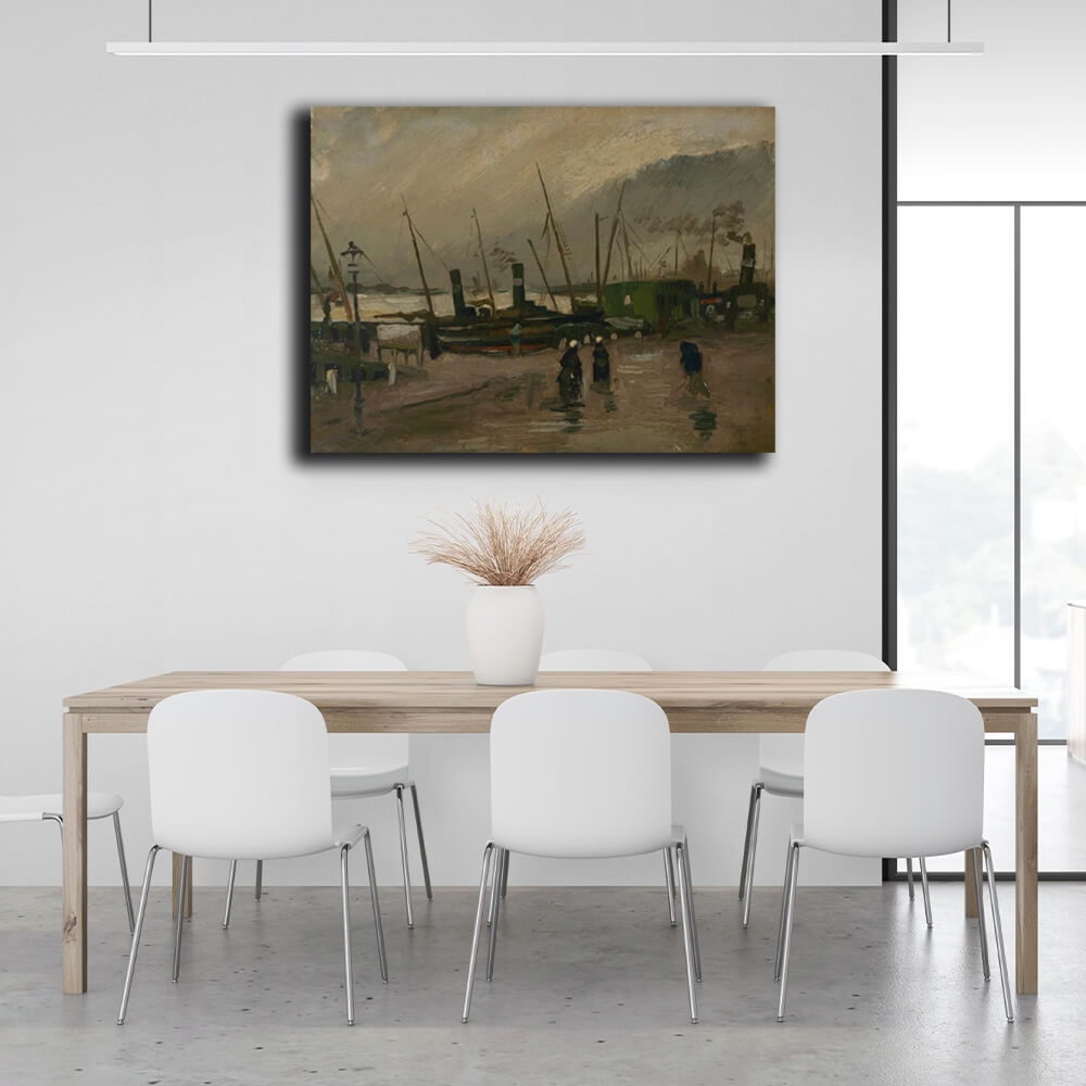 Reproduction Quay with ships in Antwerp Vincent van Gogh Reproduction Canvas Wall Art Print