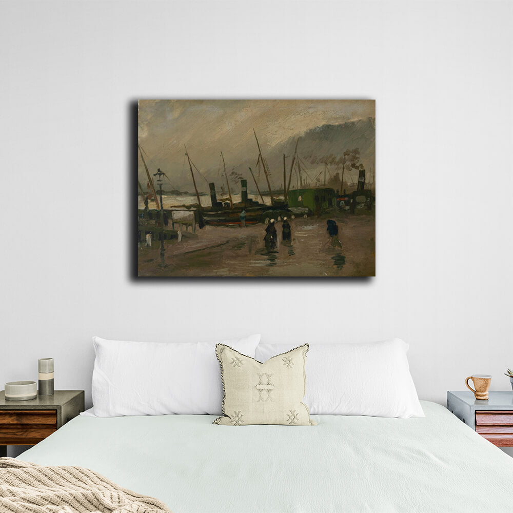 Reproduction Quay with ships in Antwerp Vincent van Gogh Reproduction Canvas Wall Art Print