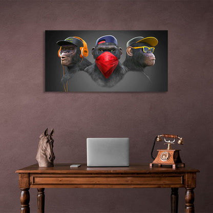 Three Gangster Monkeys Canvas Wall Art Print