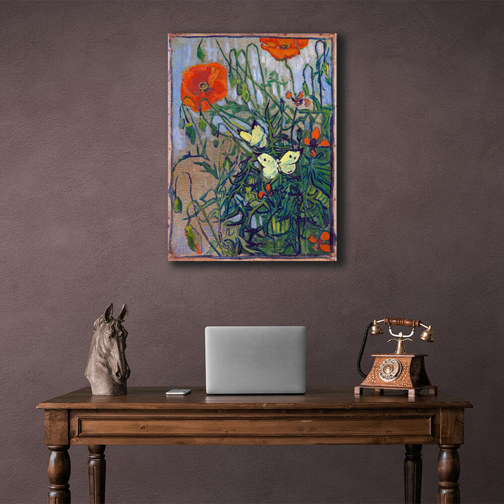 Reproduction Butterflies and Poppies Vincent Van Gogh Reproduction Canvas Wall Art Print