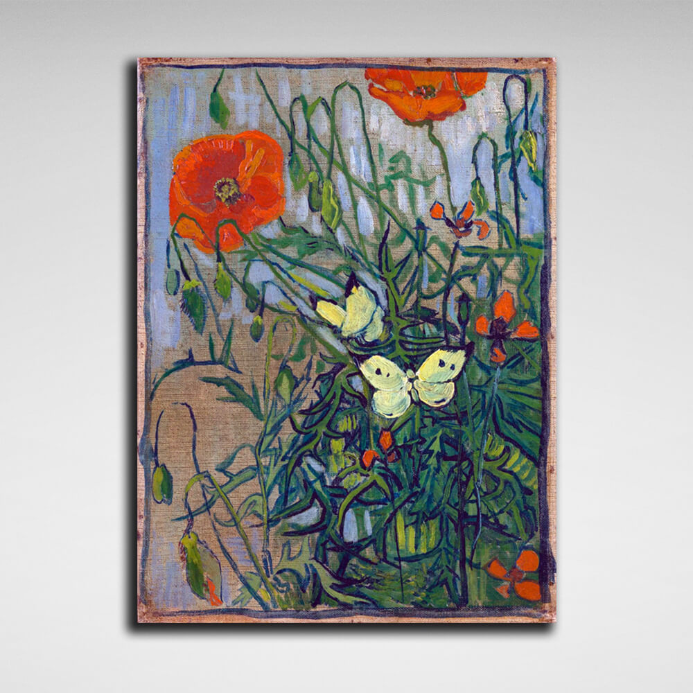 Reproduction Butterflies and Poppies Vincent Van Gogh Reproduction Canvas Wall Art Print