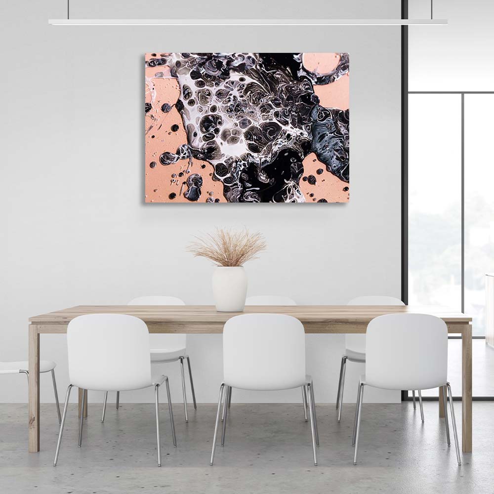 Abstraction Canvas Wall Art Print Liquid bitumen on a beige background