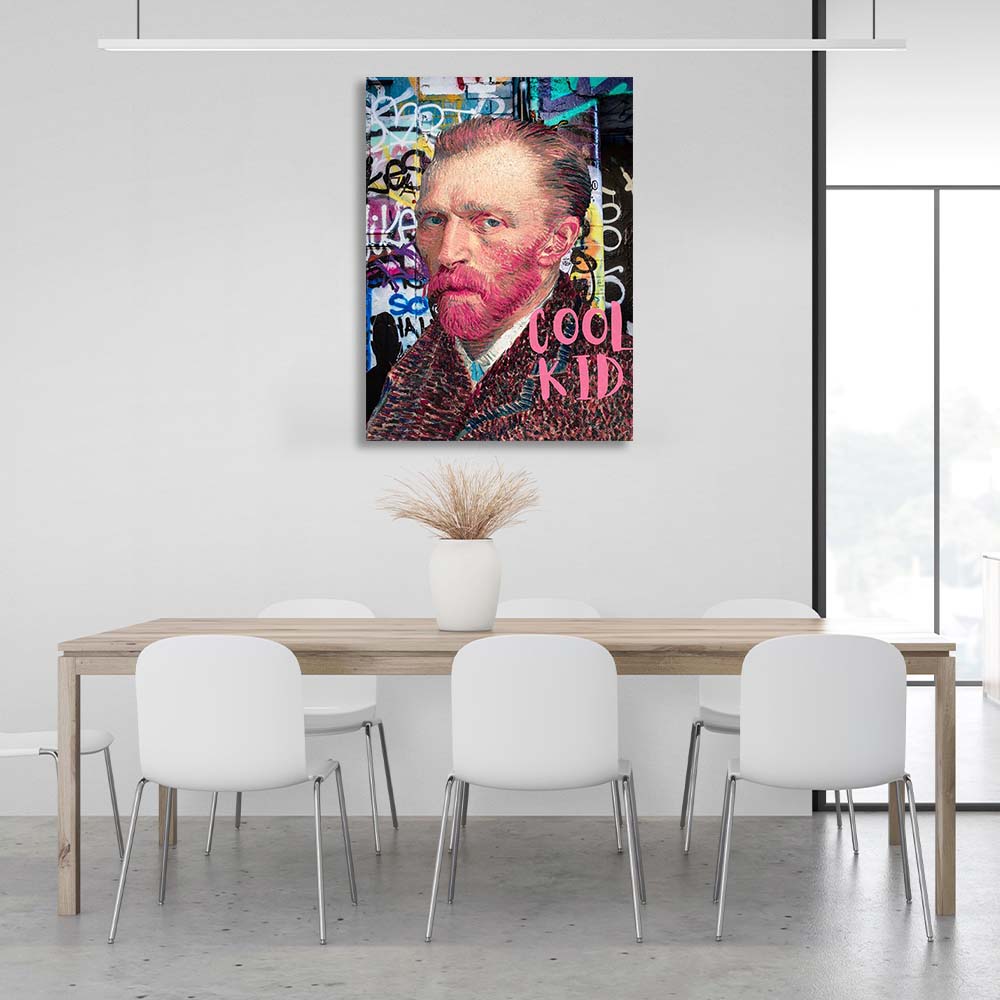 Canvas Wall Art Print Self-Portrait of Van Gogh on the background of graffiti